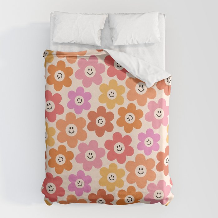 Retro Smiley Flowers Pattern Duvet Cover Gallery Image 6