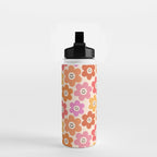 Retro Smiley Flowers Pattern Water Bottle Gallery Image 2
