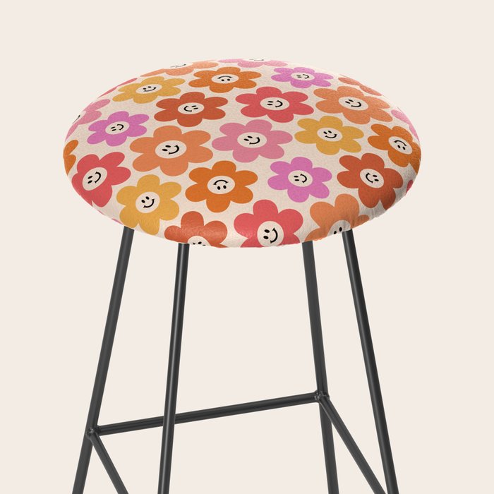 Retro Smiley Flowers Pattern Stool Gallery Image 2