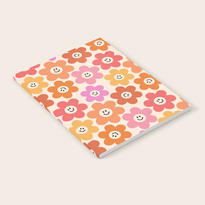 Retro Smiley Flowers Pattern Notebook Gallery Image 1