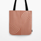 Minimal Line Curvature XCIV Coral Red Mid Century Modern Arch Abstract Tote Bag Gallery Image 1