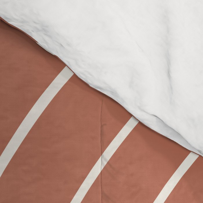 Minimal Line Curvature XCIV Coral Red Mid Century Modern Arch Abstract Comforter Gallery Image 4