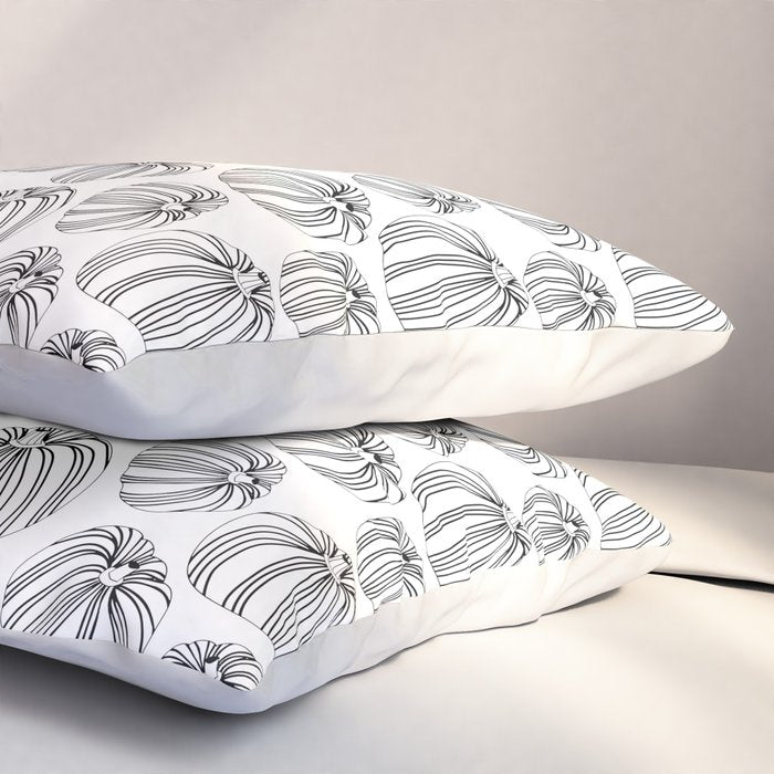 Black and white pumpkin vegetable pattern Pillow Sham Gallery Image 3