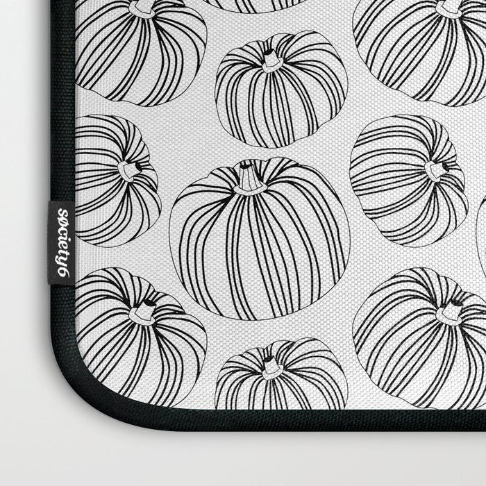 Black and white pumpkin vegetable pattern Laptop Sleeve Gallery Image 3