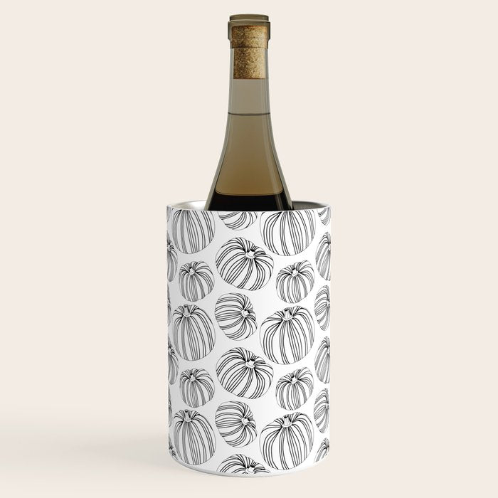 Black and white pumpkin vegetable pattern Wine Chiller Gallery Image 3