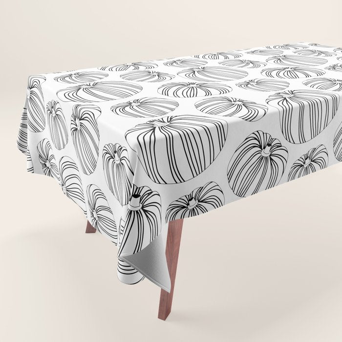 Black and white pumpkin vegetable pattern Tablecloth Gallery Image 1