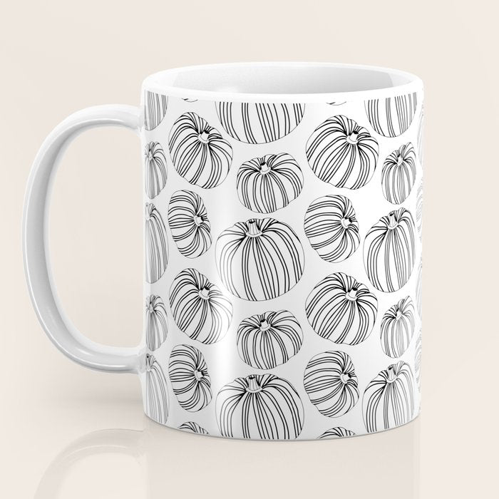 Black and white pumpkin vegetable pattern Coffee Mug Gallery Image 3