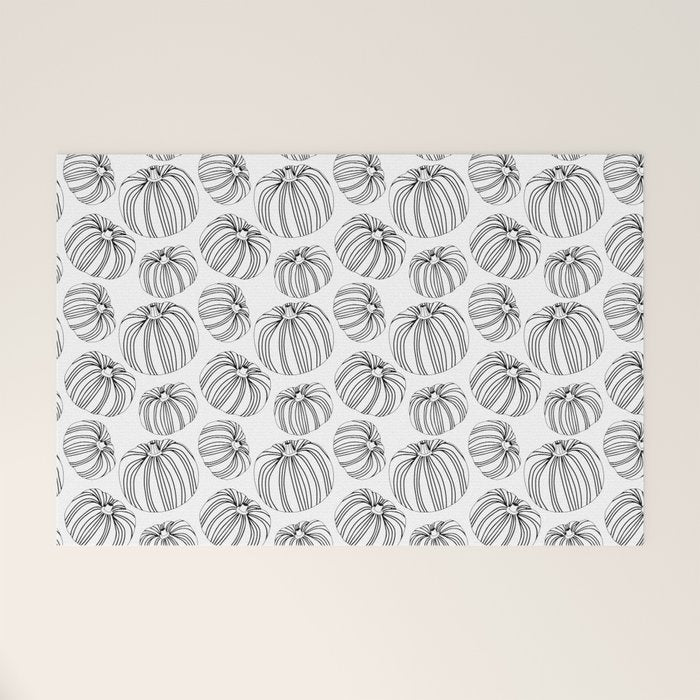 Black and white pumpkin vegetable pattern Welcome Mat Gallery Image 1