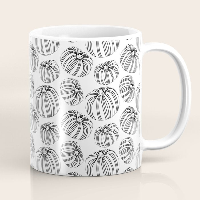 Black and white pumpkin vegetable pattern Coffee Mug Gallery Image 1
