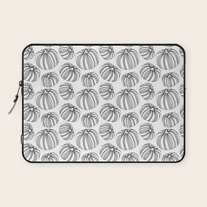 Black and white pumpkin vegetable pattern Laptop Sleeve Gallery Image 1