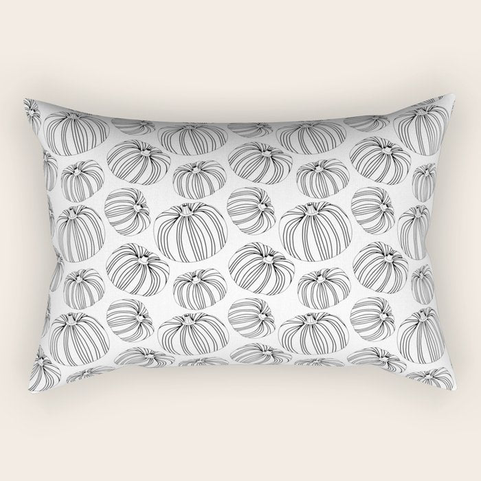 Black and white pumpkin vegetable pattern Rectangular Pillow Gallery Image 2