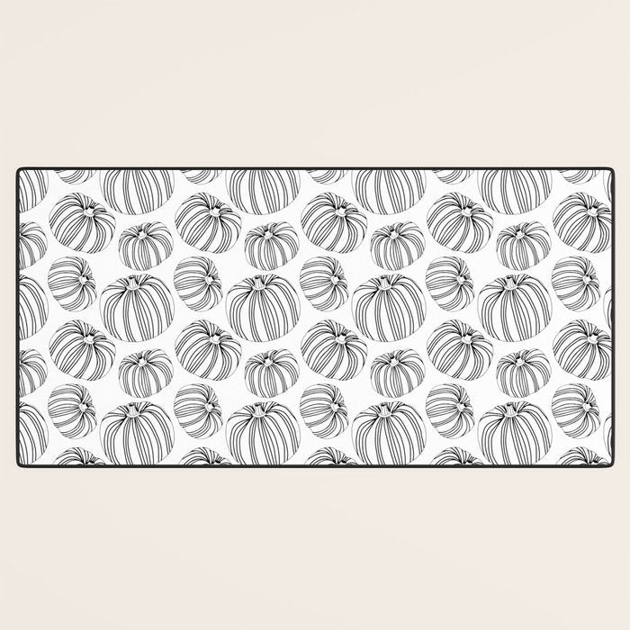 Black and white pumpkin vegetable pattern Desk Mat Gallery Image 3