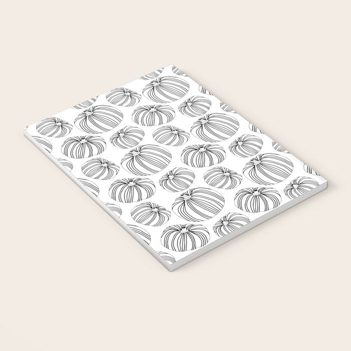 Black and white pumpkin vegetable pattern Notebook Gallery Image 3