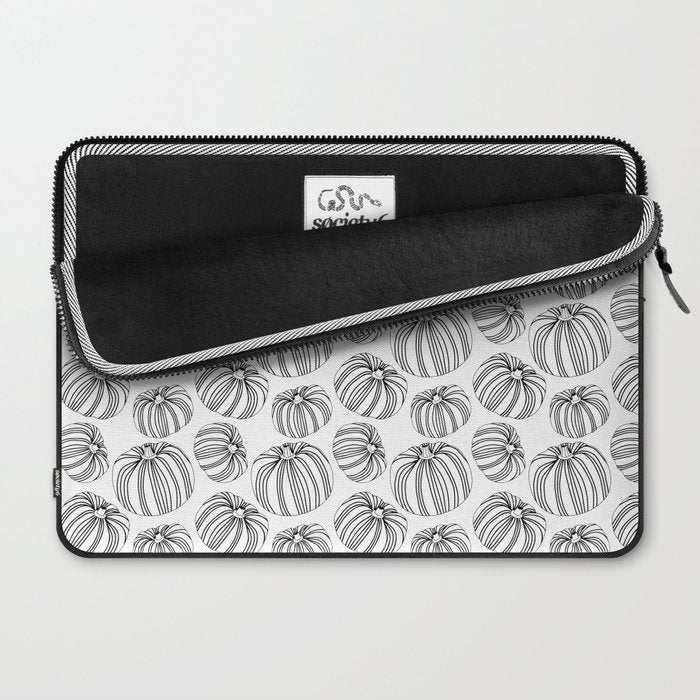 Black and white pumpkin vegetable pattern Laptop Sleeve Gallery Image 2