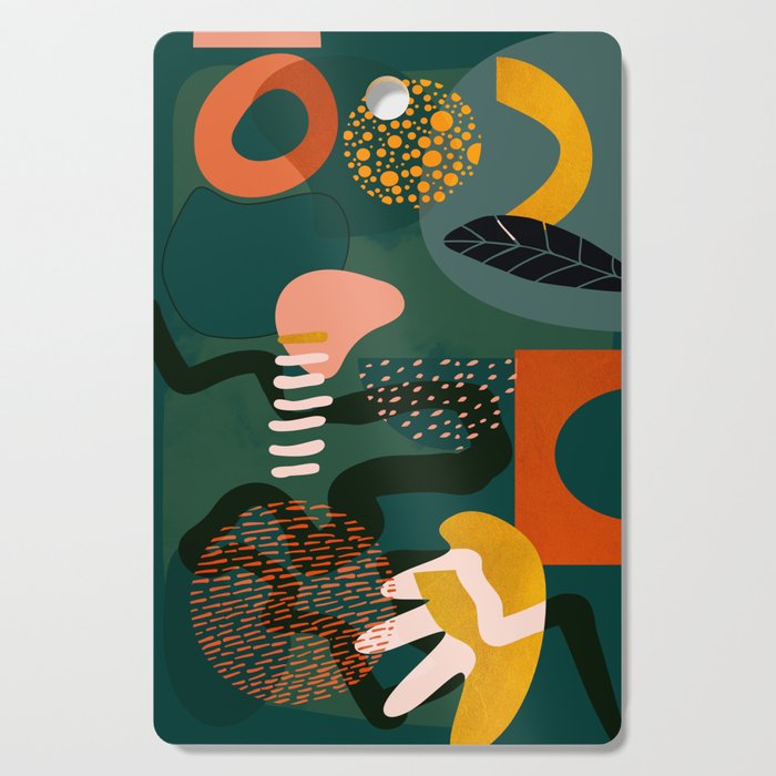 mid century shapes garden party Cutting Board Gallery Image 1