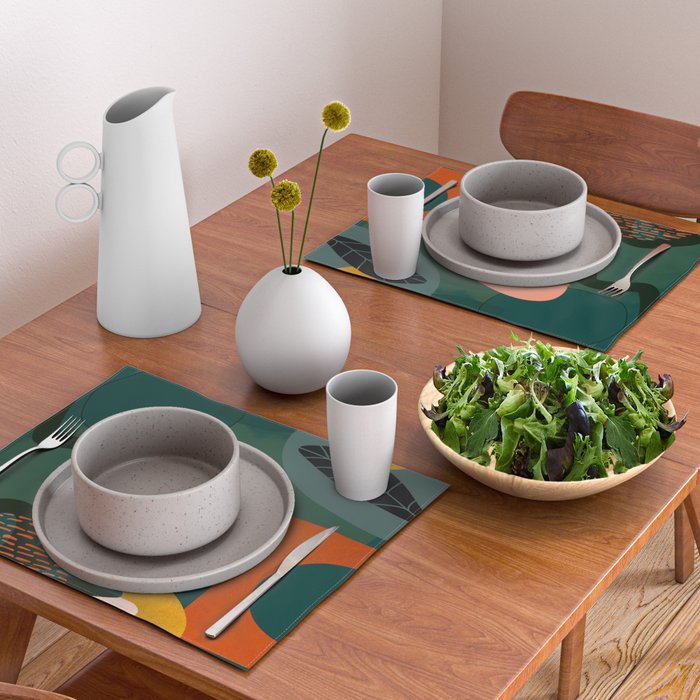 mid century shapes garden party Placemat Gallery Image 2