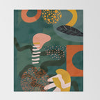 mid century shapes garden party Throw Blanket Gallery Image 2