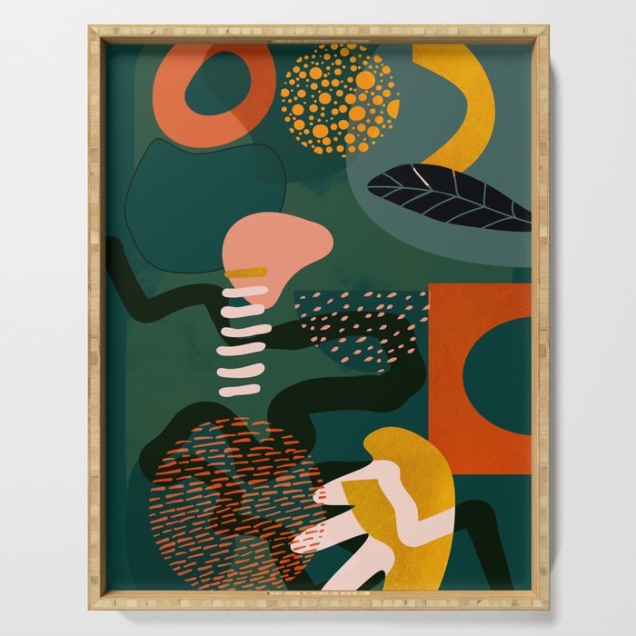 mid century shapes garden party Serving Tray Gallery Image 1