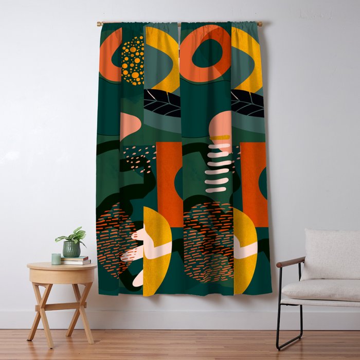 mid century shapes garden party Window Curtain Gallery Image 1