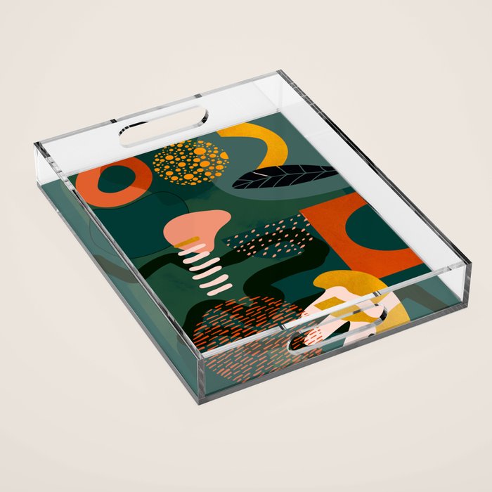 mid century shapes garden party Acrylic Tray Gallery Image 1