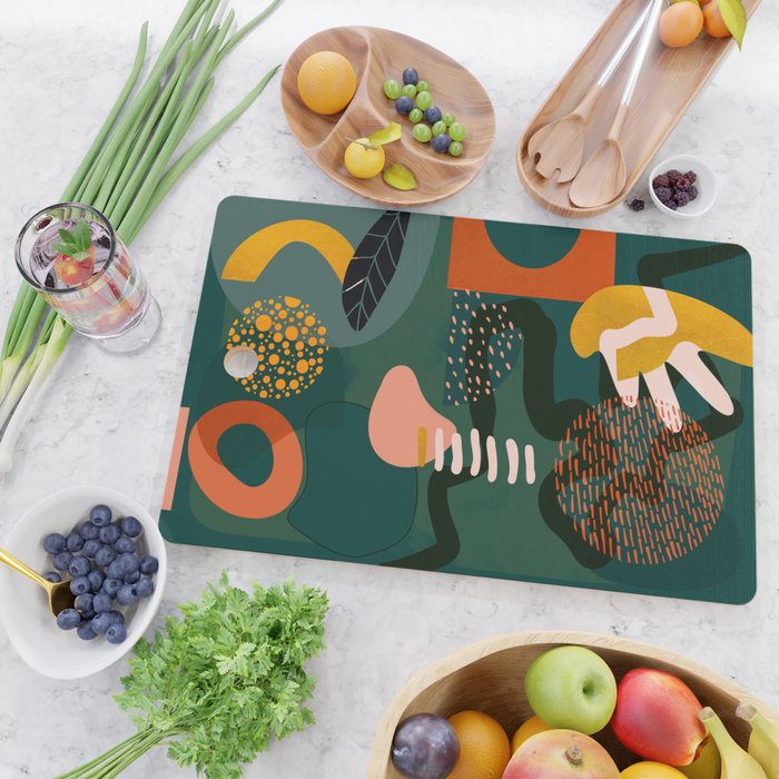 mid century shapes garden party Cutting Board Gallery Image 2