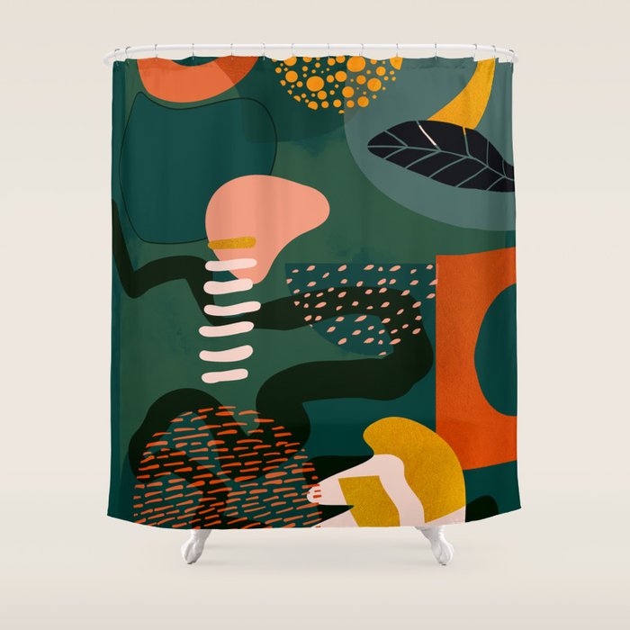 mid century shapes garden party Shower Curtain Gallery Image 1