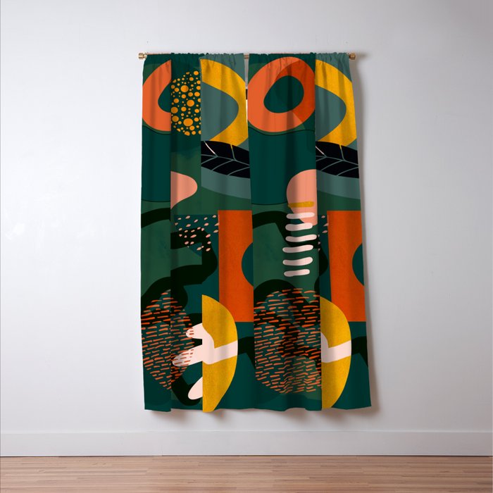 mid century shapes garden party Window Curtain Gallery Image 3