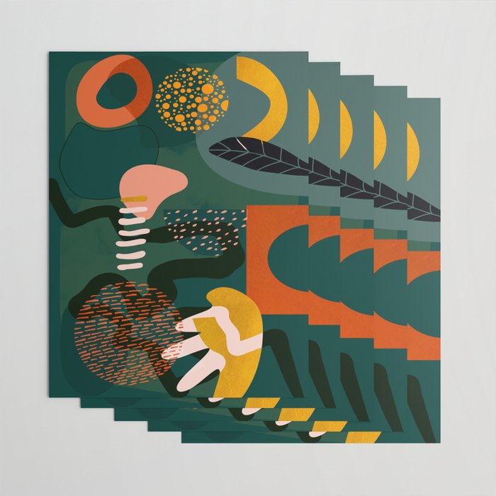 mid century shapes garden party Wrapping Paper Gallery Image 3