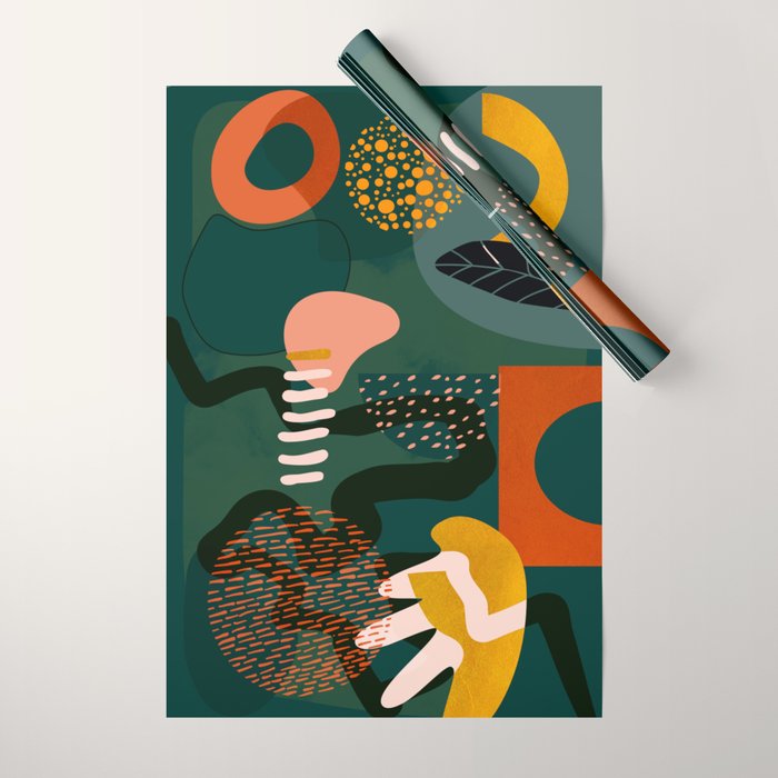 mid century shapes garden party Wrapping Paper Gallery Image 1