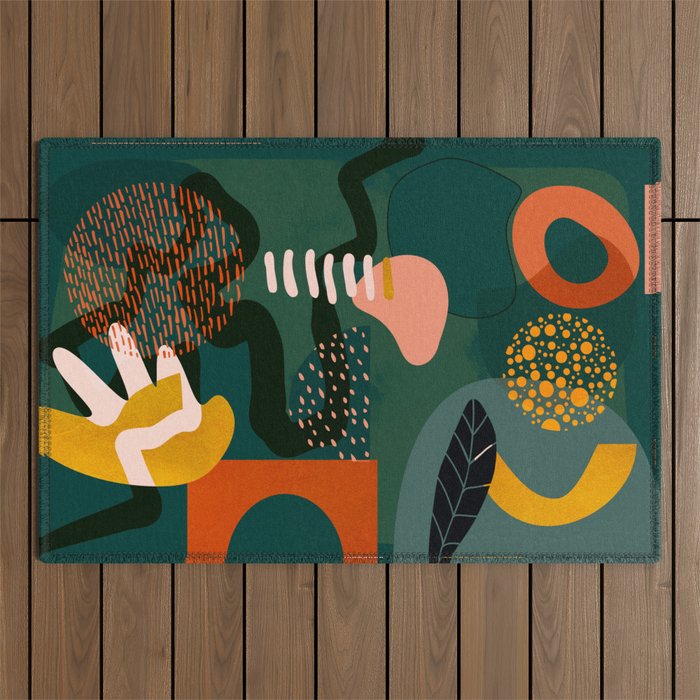 mid century shapes garden party Outdoor Rug Gallery Image 1