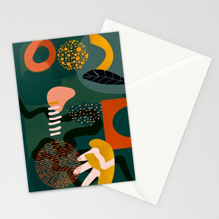 mid century shapes garden party Stationery Card Gallery Image 2