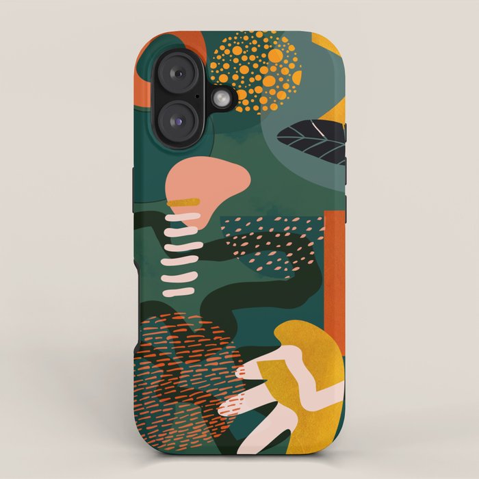 mid century shapes garden party iPhone Case Gallery Image 1