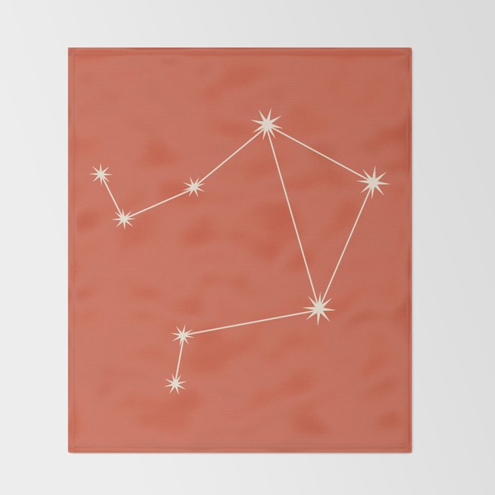 Libra Zodiac Star Constellation Line Art Coral Red Throw Blanket Gallery Image 2