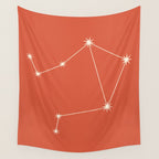 Libra Zodiac Star Constellation Line Art Coral Red Wall Tapestry Gallery Image 4