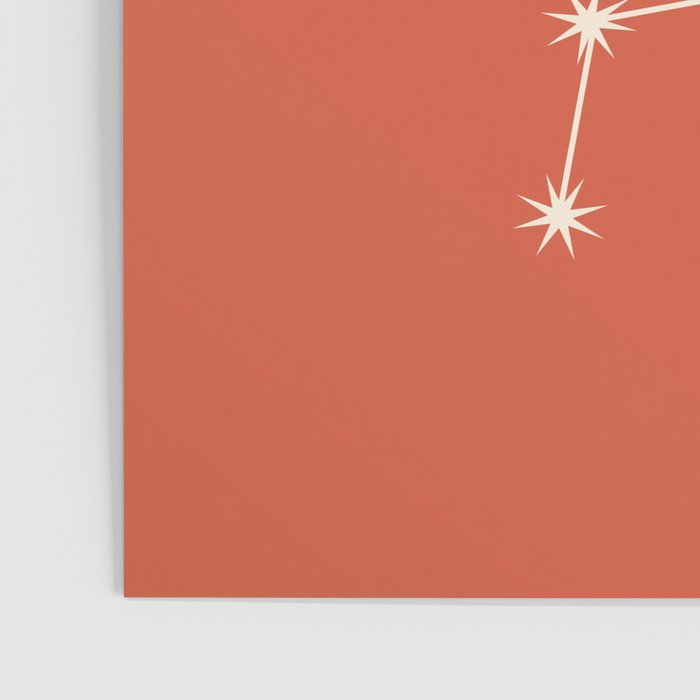 Libra Zodiac Star Constellation Line Art Coral Red Poster Gallery Image 3