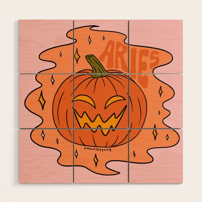 Aries Jack O Lantern Wood Wall Art Gallery Image 1