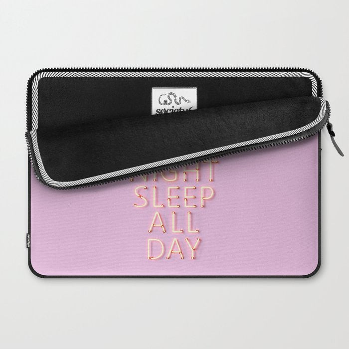DANCE ALL NIGHT - pink neon typography Laptop Sleeve Gallery Image 2