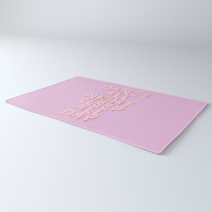 DANCE ALL NIGHT - pink neon typography Rug Gallery Image 3