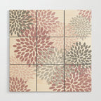 Floral Pattern, Pink, Gray and White Wood Wall Art Gallery Image 1