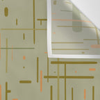 Mid-Century Modern Kinetikos Pattern in Retro Celadon Olive Green Cantaloupe Orange Wall Tapestry Gallery Image 3