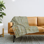 Mid-Century Modern Kinetikos Pattern in Retro Celadon Olive Green Cantaloupe Orange Throw Blanket Gallery Image 1