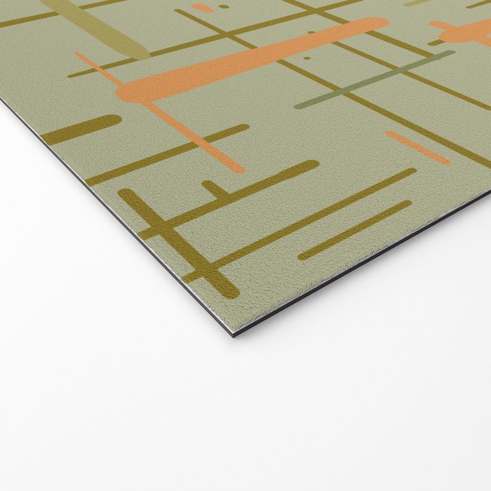 Mid-Century Modern Kinetikos Pattern in Retro Celadon Olive Green Cantaloupe Orange Welcome Mat Gallery Image 2