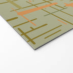 Mid-Century Modern Kinetikos Pattern in Retro Celadon Olive Green Cantaloupe Orange Welcome Mat Gallery Image 2