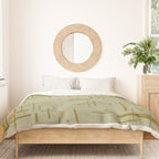 Mid-Century Modern Kinetikos Pattern in Retro Celadon Olive Green Cantaloupe Orange Duvet Cover Gallery Image 3