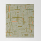Mid-Century Modern Kinetikos Pattern in Retro Celadon Olive Green Cantaloupe Orange Throw Blanket Gallery Image 2