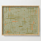 Mid-Century Modern Kinetikos Pattern in Retro Celadon Olive Green Cantaloupe Orange Serving Tray Gallery Image 1