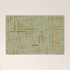 Mid-Century Modern Kinetikos Pattern in Retro Celadon Olive Green Cantaloupe Orange Welcome Mat Gallery Image 1
