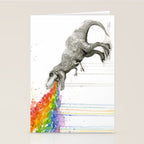 T-Rex Dinosaur Rainbow Puke Taste the Rainbow Watercolor Stationery Card Gallery Image 2