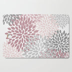 Floral Pattern, Pink, Gray and White Cutting Board Gallery Image 1