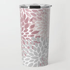 Floral Pattern, Pink, Gray and White Travel Mug Gallery Image 1
